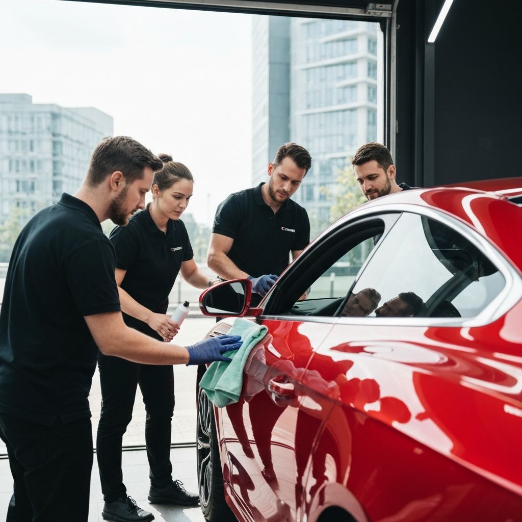 Professional car detailing team